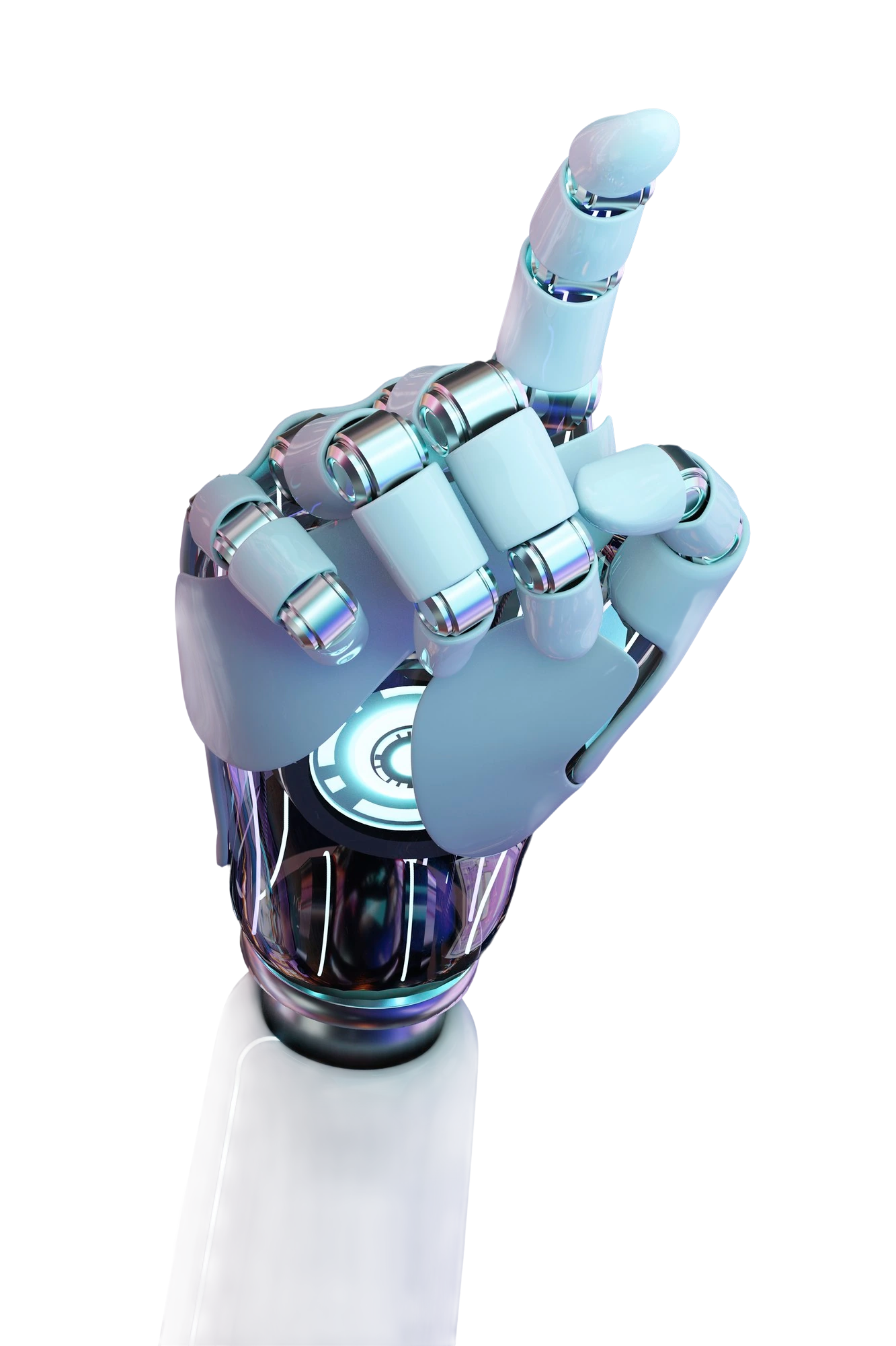 A robot hand raised, standing for AI working inside everyday business systems